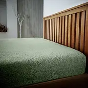 Fleece Bed Sheet King Size | Thermal Extra Warm Bottom Sheet | Sage Green
