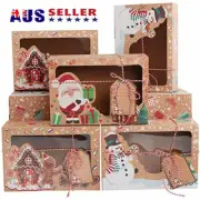 12pcs Christmas Candy Cookie Boxes Bakery Gift Boxes Cupcake Muffin Cake Box KJ