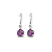 14k White Gold Amethyst u0026 Real Diamond Dangle Earrings