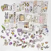 200 Pcs Vintage Scrapbooking Sticker Set,Retro Journaling Supplies Aesthetic Decorative Stationery Paper,Washi DIY Art Craft Botanical Animals Kits Collage,for Writing,Drawing,Album,Travel Journal B