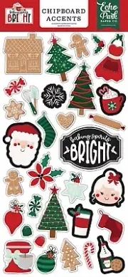 Echo Park Paper BAKING SPIRITS BRIGHT 6x13 Sheet Adhesive Chipboard Accents