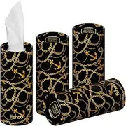 tishoo Supremely Soft Tissues with Moisturiser | Ultra Silky 4-ply | for Car Cup Holders, Home & Travel | 4 Tubes in Plastic-Free Packaging | Black/Chains