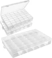 2 Pack 36 Grids Clear Plastic Organizer Box, Craft Organizers and Storage