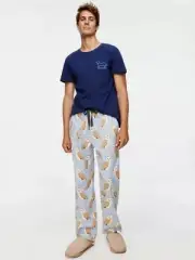 Peter Alexander Men's Tawny Owl Blue Classic Flannelette Pyjama Pants Size M