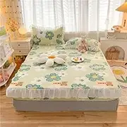 Floral Printed Bed Covers 150x200 Lace Fitted Sheets Breathable Mattress Cover(Pillowcase Need Order),6,King 180x200x25cm