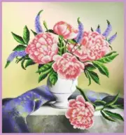 Bead embroidery kit Peonies on the table hand embroidery needlework kit