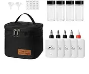 camping condiment kit, outdoor condiment bottle set, camping condiment bottle set, condiment dispenser, dressing container with almac bag