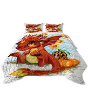 Cute Fantasy Art Autumn Lil Dragon Coverlet