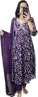 [MAGHMA] Women's Rayon Flower Printed Alia Cut Kurti Pant and Dupaata Set for Women