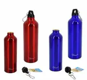 Aluminum Water Bottle Flask With Black Lid,Blue/Red 750 ml
