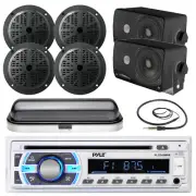 5.25" Marine White Speakers, 3.5" Speakers, Bluetooth USB Radio, Antenna , Cover
