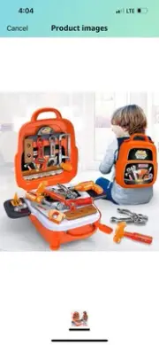 Kids 22pc Tool Play Set Tools Backpack Case 3 In 1 Game Toys Ages 3+