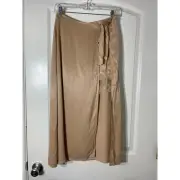 Zara Wrap Skirt Size Medium Blush Satin Lace Trim Mini Midi Coquette NWT