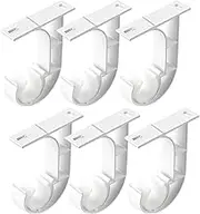 Curtain Rod Brackets Holders,6 Pack Ceiling Curtain Rod Brackets, White Curtain Rod Holder Hooks For 1 Inch Rod, Aluminum Alloy, Heavy Duty Ceiling Hooks For Curtains Shower Curtain Rod Bracket Hanger