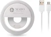 Maro Selfie Ring Light USB Rechargeable | Portable Clip-on Selfie LED Ring Light | Adjustable Brightness for Phone Photography, Camera Video, Girls Makeup, Enhance Photos, Compact Design, White