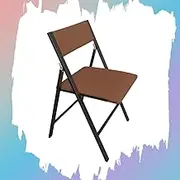 31in Folding Chairs, Portable Office Folding Stool Padded Seats, Foldable Folding Dining Chairs for Home Party Cafe Multifunctional(Brown)