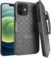 Rome Tech Belt Clip Holster Case for iPhone 12 Mini 5.4" [NOT for iPHONE12] Slim Heavy Duty Shell Holster Combo - Rugged Phone Cover with Kickstand Compatible with iPhone 12 Mini - Black