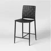 Wellfleet-Barstool 24" Seat/Counter Height - Woven Faux Leather -Black (NEW)