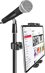 GDZN Tablet Holder for Microphone Stand - [Sturdy Clamp] Mic Music Stand Tablet Holder for iPad, Compatible with 4-13" iPad Pro/Air/Mini, iPhone, Galaxy Tab, Fire HD, E-Book