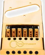 Evertune T Model 6 String Bridge for Tele Style Guitars Gold Left Hand