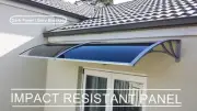 2.4m x 0.8m DOOR/WINDOW AWNING CLEAR or DARK POLYCARBONATE/Grey Plastic Bracket