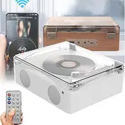Vintage Turntable for Vinyl Records, Vinyl Record Player with Speaker, HiFi Sound Quality, Sing Piece/Bluetooth/Headphone/USB Mode, with Remote Control + Knob Adjustment,White