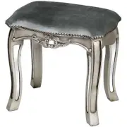 Silver Stool Pouf Vanity Stool Upholstered Stool Bench Ottoman Baroque