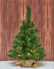 Osfvn Small Christmas Tree 2ft Prelit Battery Operated Timer Lighted Artifici...