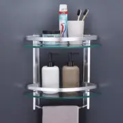 Bathroom Glass Corner Shelf Rack Towel Storage High End Classy Luxury Shampoo