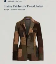 $5K Ralph Lauren Purple Label 14 Tweed Patchwork Blazer Jacket X-Large Leather