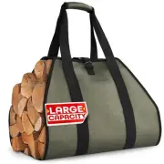 Firewood Carrier With Handles - Canvas Log Tote Bag for Wood - Waxed Canvas F...
