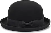 [Mawjom] Bowler Fedora Hat with Rolled Brim - 1920s Classic Wool Derby Hats for Man Woman