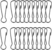 uxcell Lanyard Hooks, 20 Pcs 40x12.8x3.2mm Stainless Steel 304 Spring Snap Hook Metal Clips Clasp for Key Chain Key Rings ID Card Shower Curtain, Black