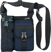 Water Bottle Bag for Men Crossbody Water Bottle Holder Adjustable Pouch Casual Waterproof Non-Woven Carrier with Shoulder Strap for Outdoor, Dark Blue
