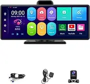 10.26 Inch Car Dvr Camera On Dashboard FHD Android Dash Camera Rearview Mirror Digital Video Recorder Dual Lens(T94A11-6,with 64G TF Card)