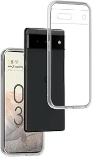 REY Transparent Silicone TPU Case for Google Pixel 6A, Mobile Phone Case Premium Scratch-Resistant TPU Transparent Protective Case, Ultra Thin 0.33 mm