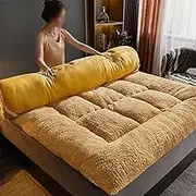 Portable Japanese Floor Mattress, Thick Mattress Fluffy Floor Futon Mattress, Double Full Size Sleeping Pad Foldable Roll Up Dormitory Mattress,