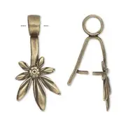 1 Antiqued Brass 25x15.5mm Flower Ice Pick Bail 12mm Grip Length For Pendant
