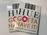 NIP 2 Pairs HUE Gotta Have It! Control Top Pantyhose Sheer Cable Chrome Size 2