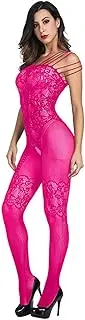 [PiurUf] Fishnet Socks Black Sling Netting for Women Stocking Sexy Lingerie Intimates Fishnet Female Stockings Set Hot Lace Top Thigh Underwear Stockings (Color : Ny160 Rose red, Size : ONE Size)
