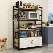 Kitchen Bakers Rack Storage Cabinet,Metal Storage Shelves,Microwave Stand, Buffet Cabinet with Adjustable Shelves and Doors,for Dining Room Living Room Kitchen (Color : Black, Size : 70x40x155cm)