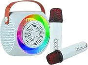 Karaoke Wirel Microphone and Speaker Set with 2 Microphone Color Light Handheld Mic Karaoke Speaker s for Birthday Party Desktop Home KTV Set Blue
