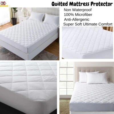 EXTRA DEEP QUILTED MATTRESS PROTECTOR FITTED SHEET BED COVER ALL SIZES UK