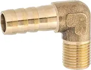 HALLMERS Brass 8mm Barb to 1/8" BSP Male Thread 90 Degree Elbow Fitting Connector, Threaded Hose Pipe Tubing Connecting Joint Adapter Coupler, Used to Connect Lines for Water, Air, Fuel and Oil