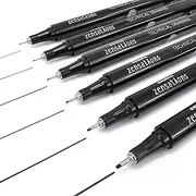 Zebra Zensations Technical Drawing Fineliner Pens - Full Set of 6 Grades - Black Ink
