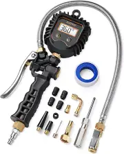 Digital Tire Pressure Gauge, Heavy Duty Tire Inflator Gauge 250PSI Air Chuck Com