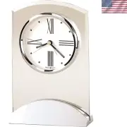 Preston Table Clock II 549-778 – Modern Glass Arch and Aluminum with Quartz, ...