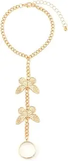 [Generic] Hand Chain Bracelet for Women,Butterfly Finger Ring Bracelet Stackable finger chain with integrated fingers