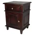 Antique Style Mahogany Timber Bedside Table With Cupboard