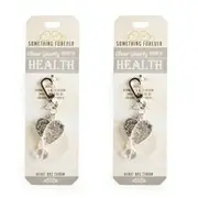 2PK Wishstone Clear Quartz Heart Bag Charm Keychain/Keyring Women's Accessory